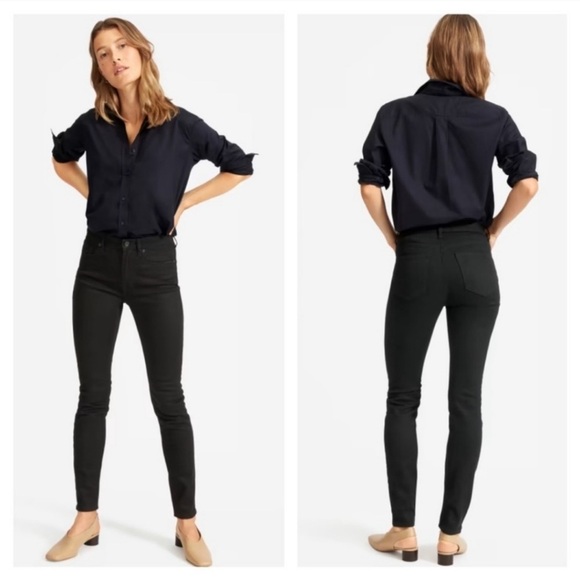 Everlane Mid Rise Skinny Jeans Black Women’s Size 26 Ankle Short Stretch - Picture 2 of 11